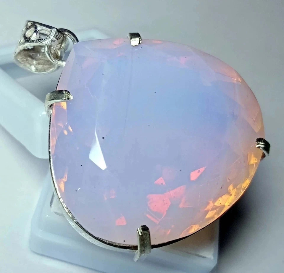 Natural Welo Opal 925 Solid Silver Pendant 100 Ct+ Bi-Color Gemstone Pear Cut