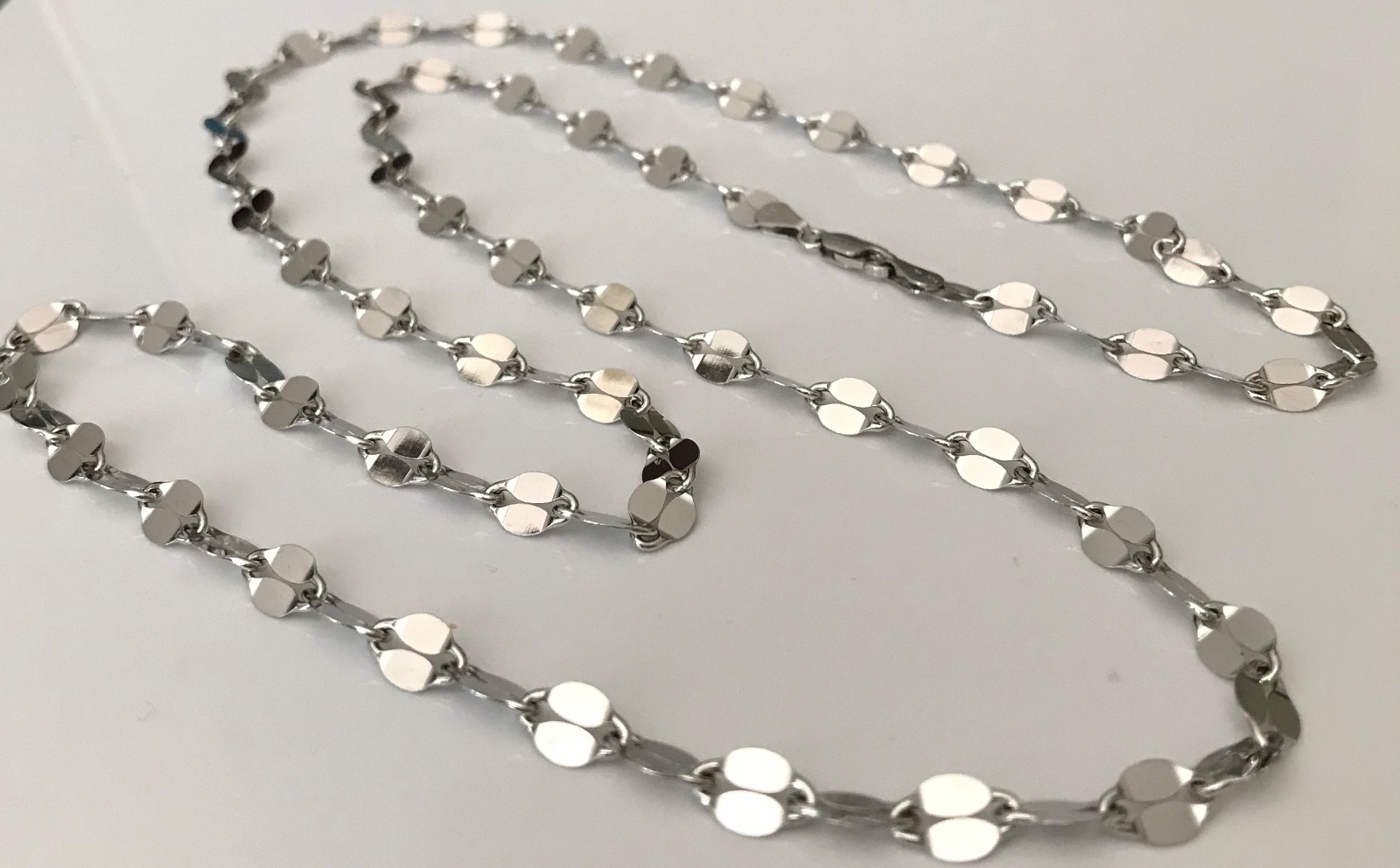 17.1 g – Sterling Silver Fancy Link Chain Necklace – 36″ Platinum Rhodium Finish