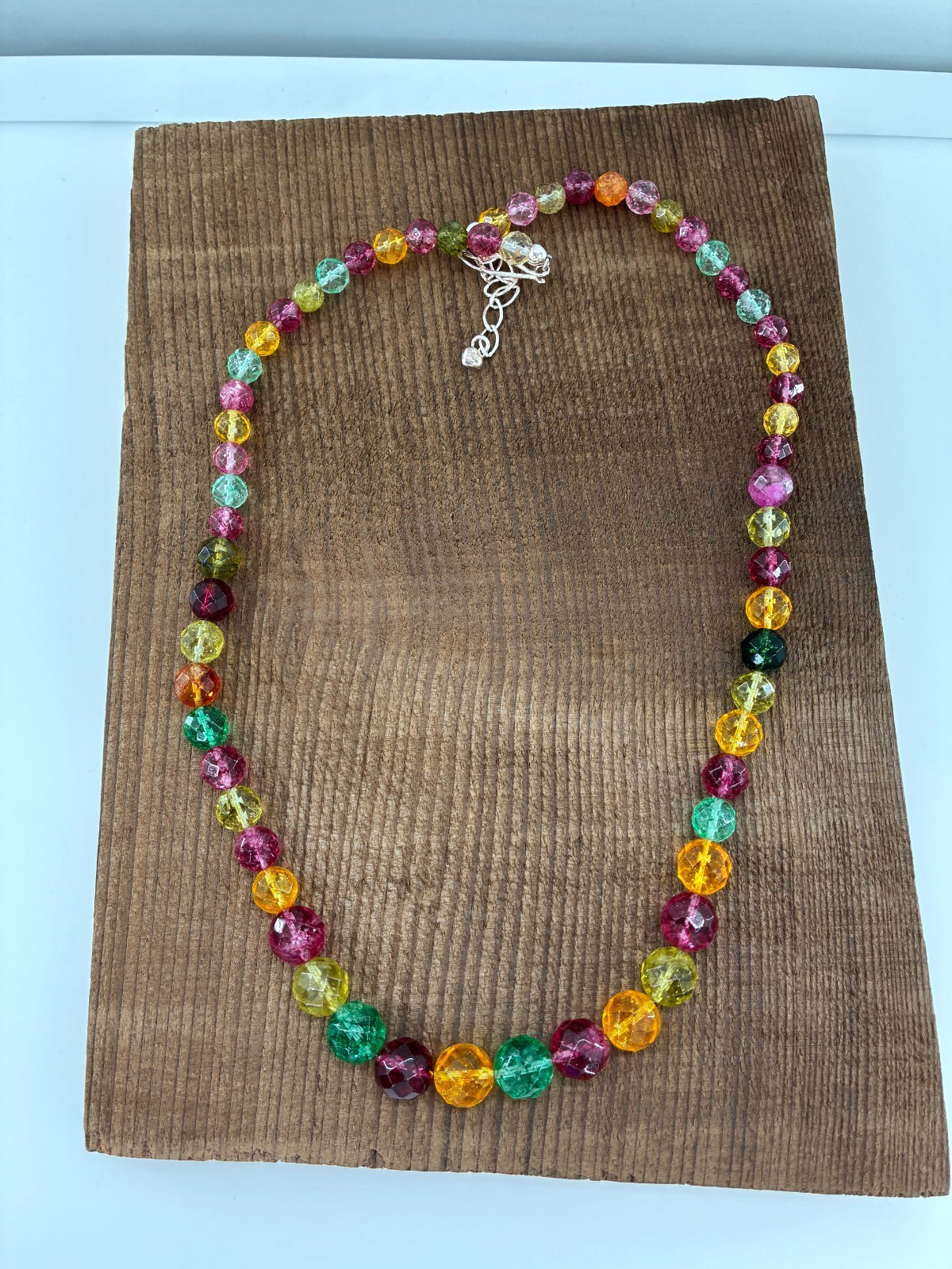 Jay King DTR Multicolored Gemstone Graduated Bead Necklace Translucent Rainbow