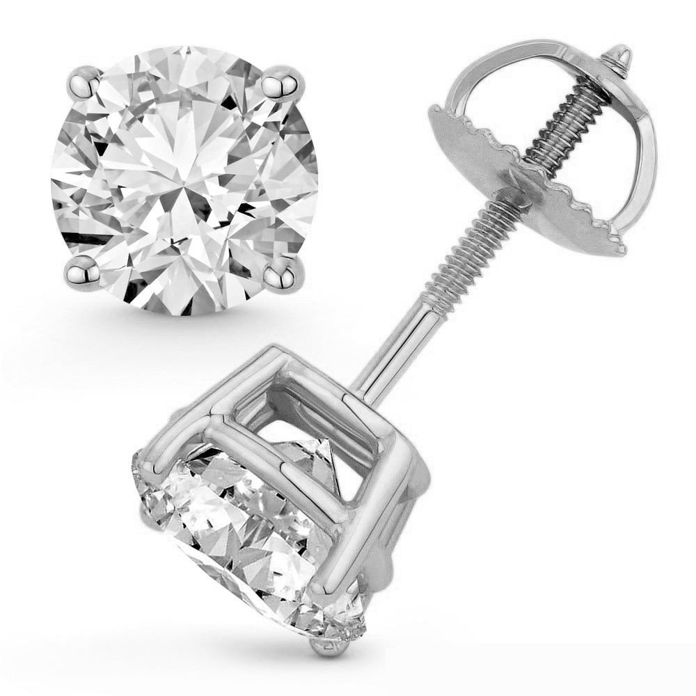 Diamond Stud Earrings IGI Certified 4.68 Carat E VS2 Ideal Cut Solitaire 14K