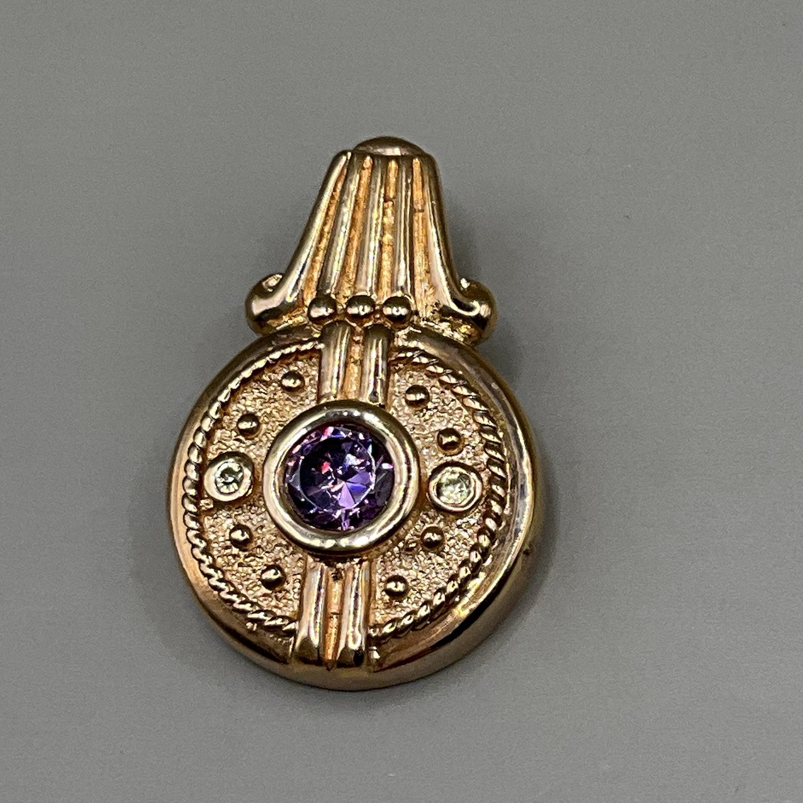 Ross Simons Pendant Sterling Silver 925 Gold Plated Vermeil Amethyst CZ