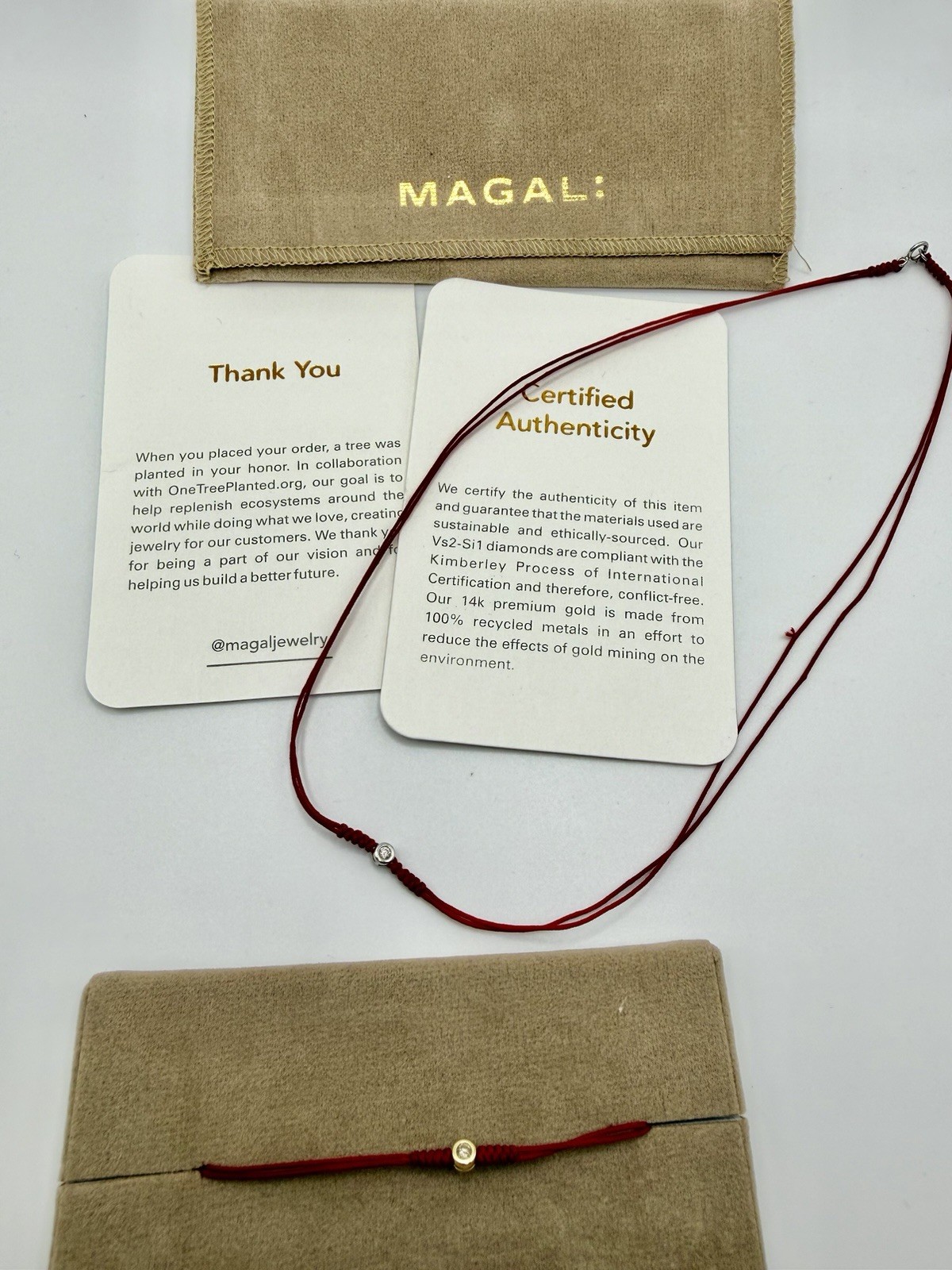 Magal The Classic String Of Love – 14k Gold + Diamond Necklace,Bracelet SET