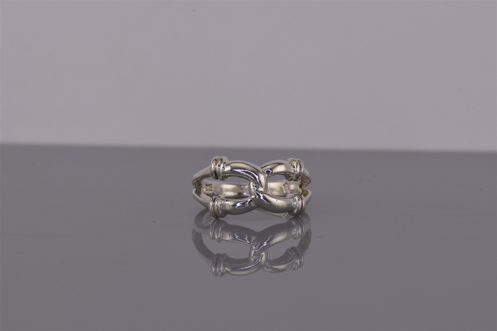 Sterling Silver 10mm Collared Looped Love Knot Solid Band Ring 925 Sz: 5