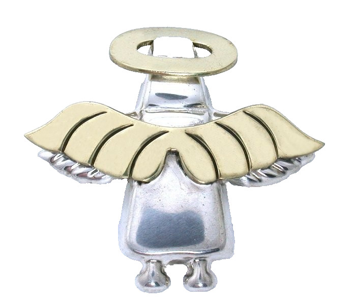 Vintage Angel With Wings Halo Sterling Silver 1 2/3 Inch Brooch EBS5543/53126