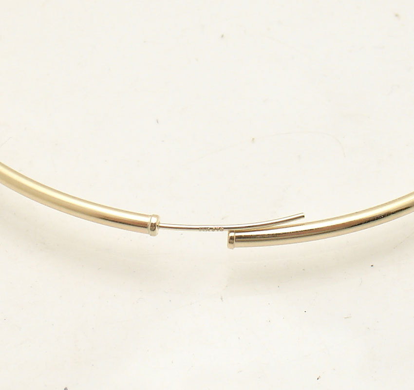 2mm X 70mm 2 3/4″ Large Plain Shiny Endless Hoop Earrings REAL 14K Yellow Gold
