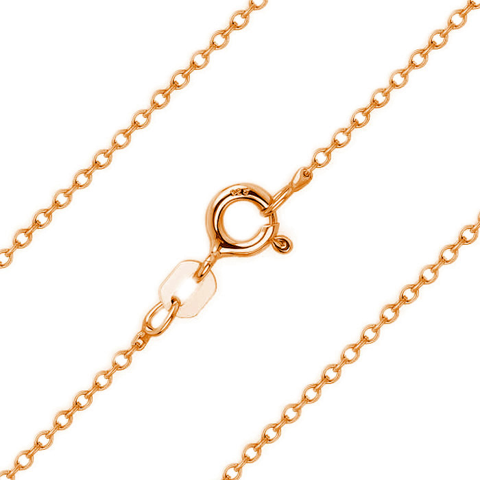 1mm Sterling Silver 14k Rose Gold Plated Thin Cable Link Italian Chain Necklace