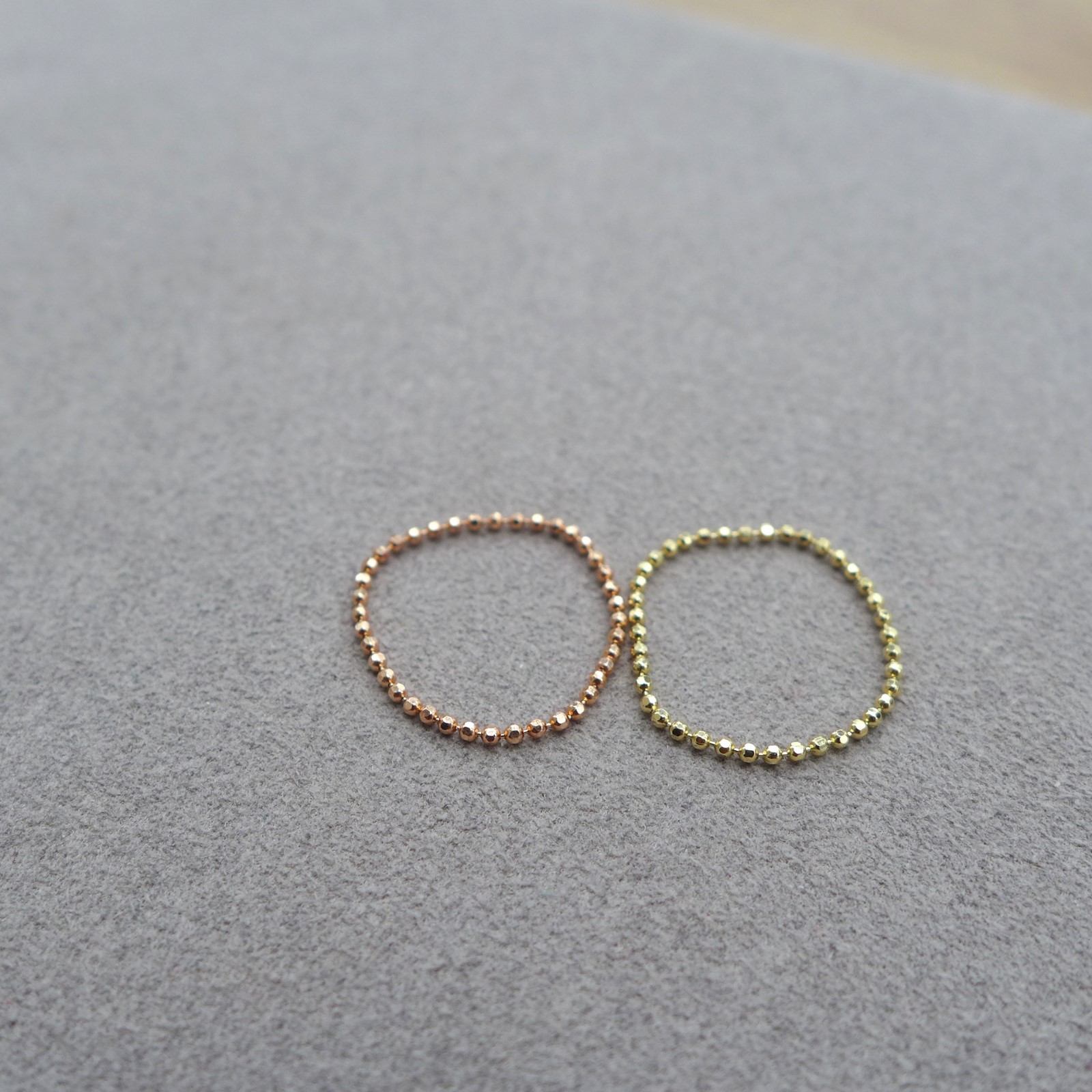 1pc,14k,585 Gold,Rose Gold,White Gold,1.2mm,1.5mm,Cut Ball Midi Ring,Stacking