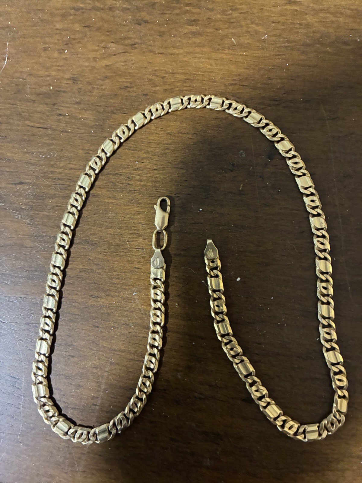 14 K Yellow Gold TIGER EYE link. 20 In 40 G No Stone Necklace