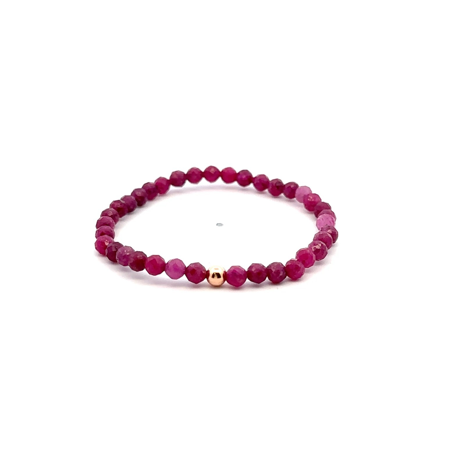 Natural Ruby Gemstone Mini 3mm 18K Gold Charm Bead July Birthstone Microfaceted
