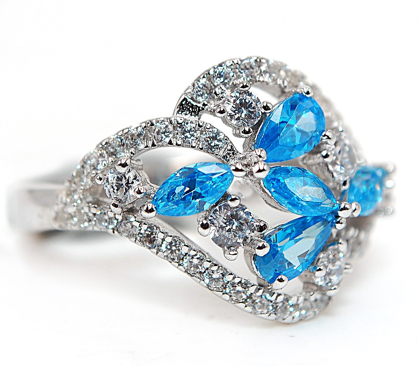 Heat Treated 2CT Blue Topaz 925 Solid Genuine Sterling Silver Ring Sz 6,7,8 MK5