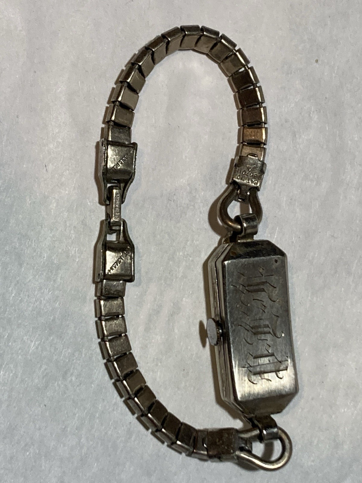 Vintage Kestenmade Master 18k White Gold Watch Round Diamonds & 14k GF Band