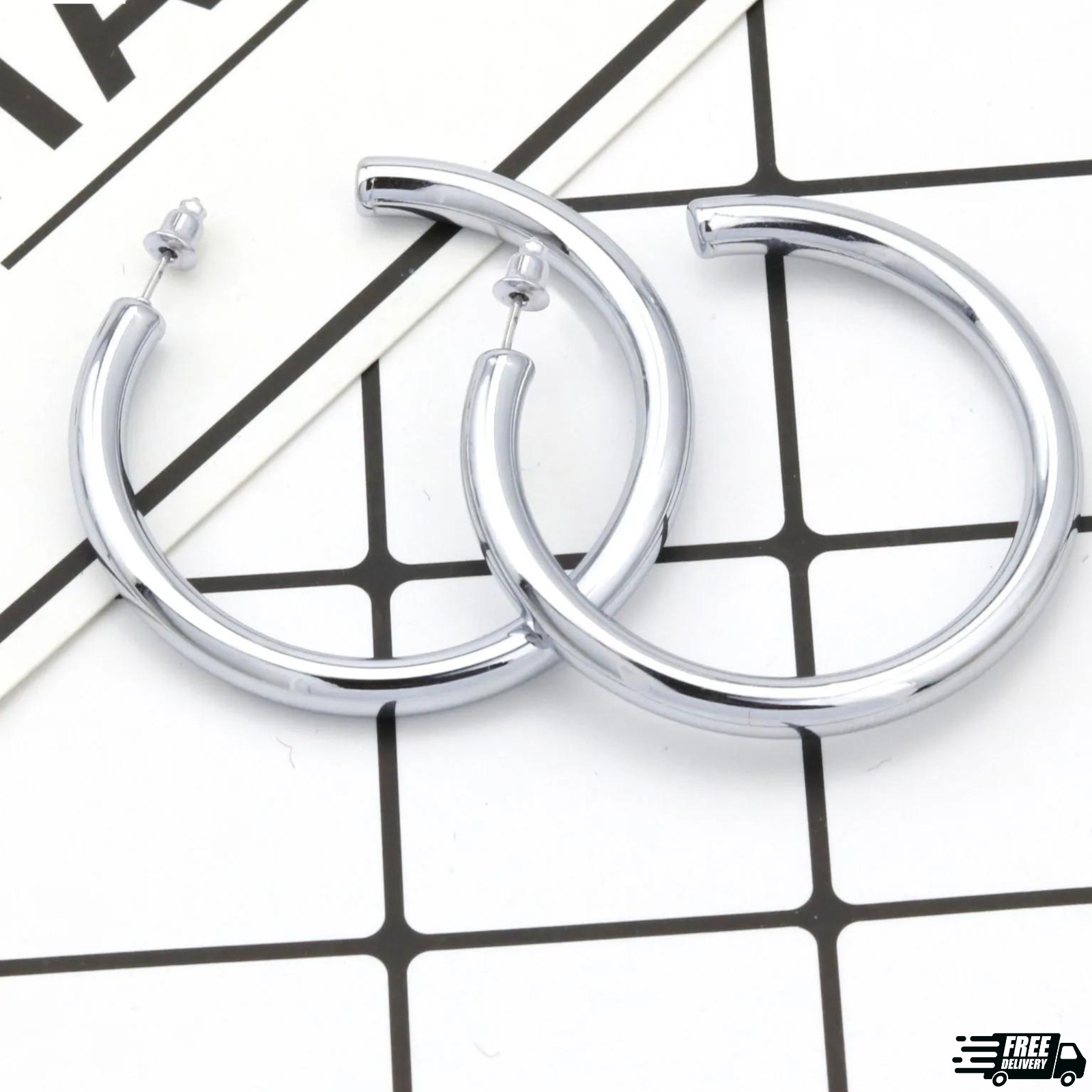 Women’s 316L Stainless Steel Classic Hypo-allergenic Tubular Hoop Earrings E792