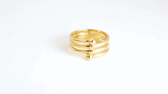 Gold Multi Row Beaded Band Ring (Available in Yellow/Rose/White Gold)