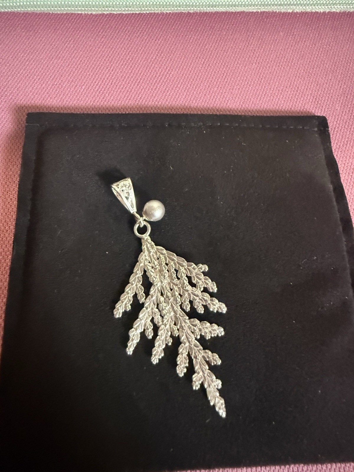 Sterling Silver Real Branch Tip Dipped In Sterling Silver With A Gray Pearl.