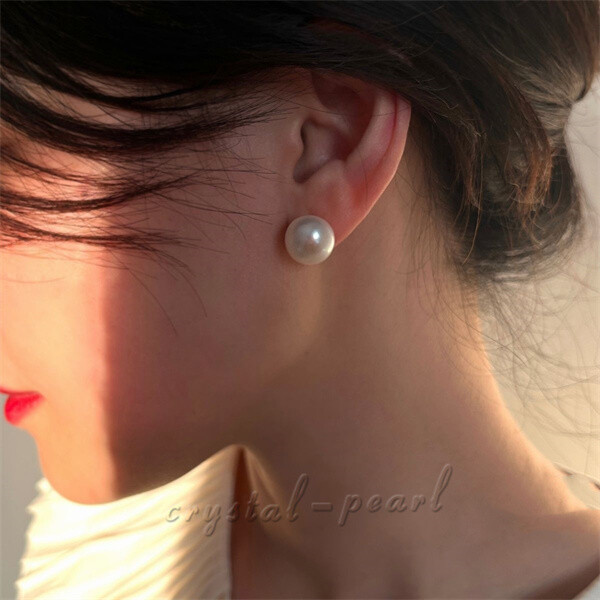 Huge AAAA 13-12mm Real Natural South Sea White Pearl Stud Earrings 14k Gold