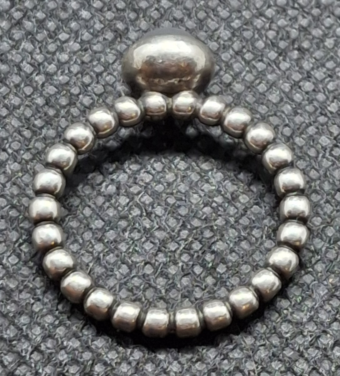 PANDORA 925 Sterling Silver Beaded Ring Size 5.75 Matte White Stone
