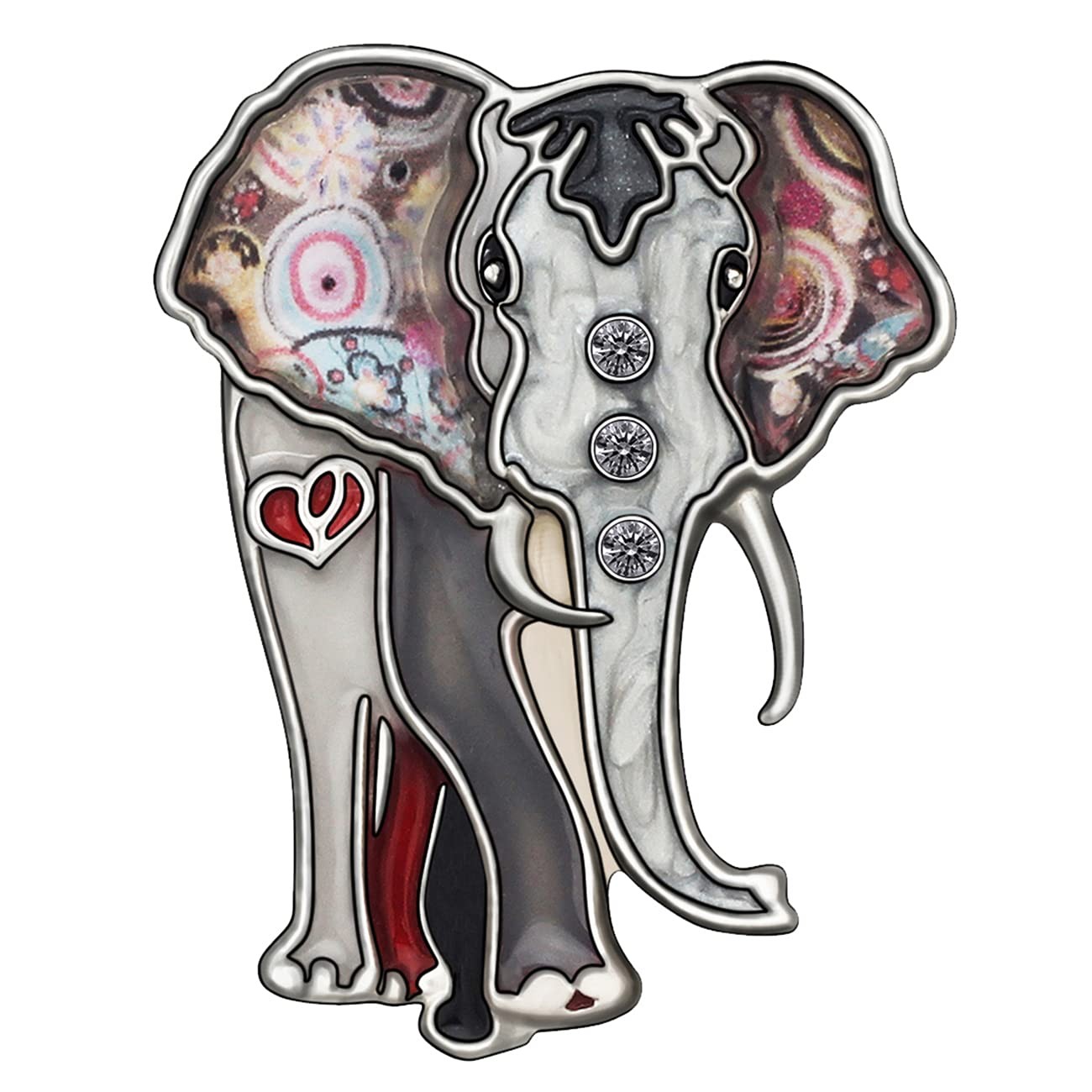 Enamel Alloy Rhinestone Elephant Brooch Black Pins for Women Lady Girl Scarf Dre