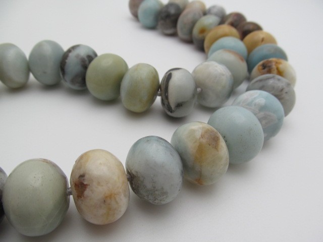 Lucas Lameth 925 Sterling Silver Massive Knotted Amazonite Stone Toggle Necklace
