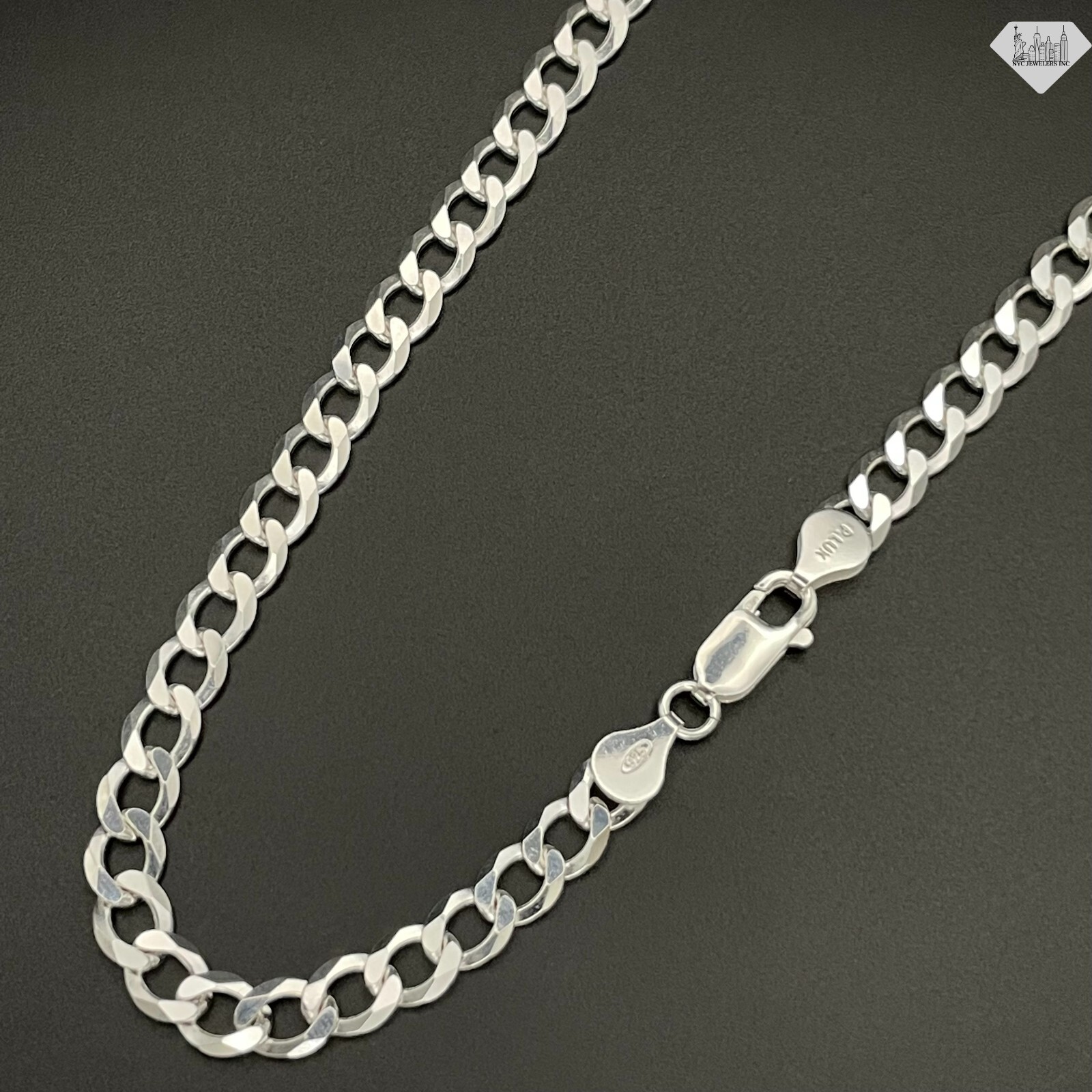 Italian Solid Sterling Silver Curb Link Chain Necklace 925 Silver Chain 5MM