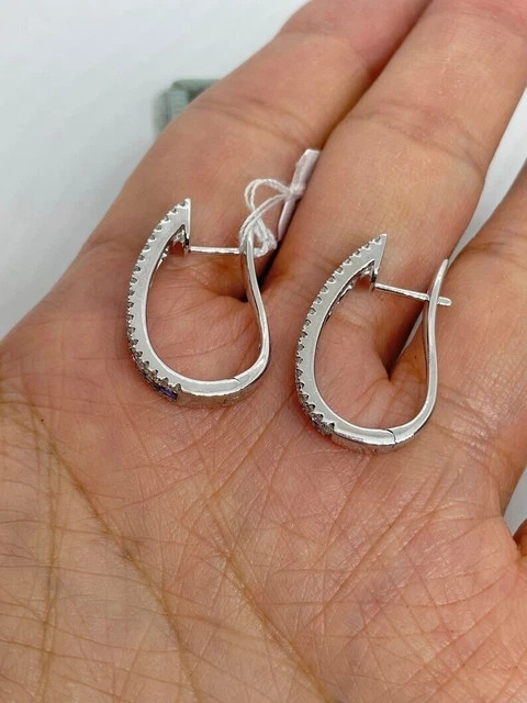 1.50Ct Princess Cut Lab-Created Multi Color Hoop Earrings 14K White Gold Plated