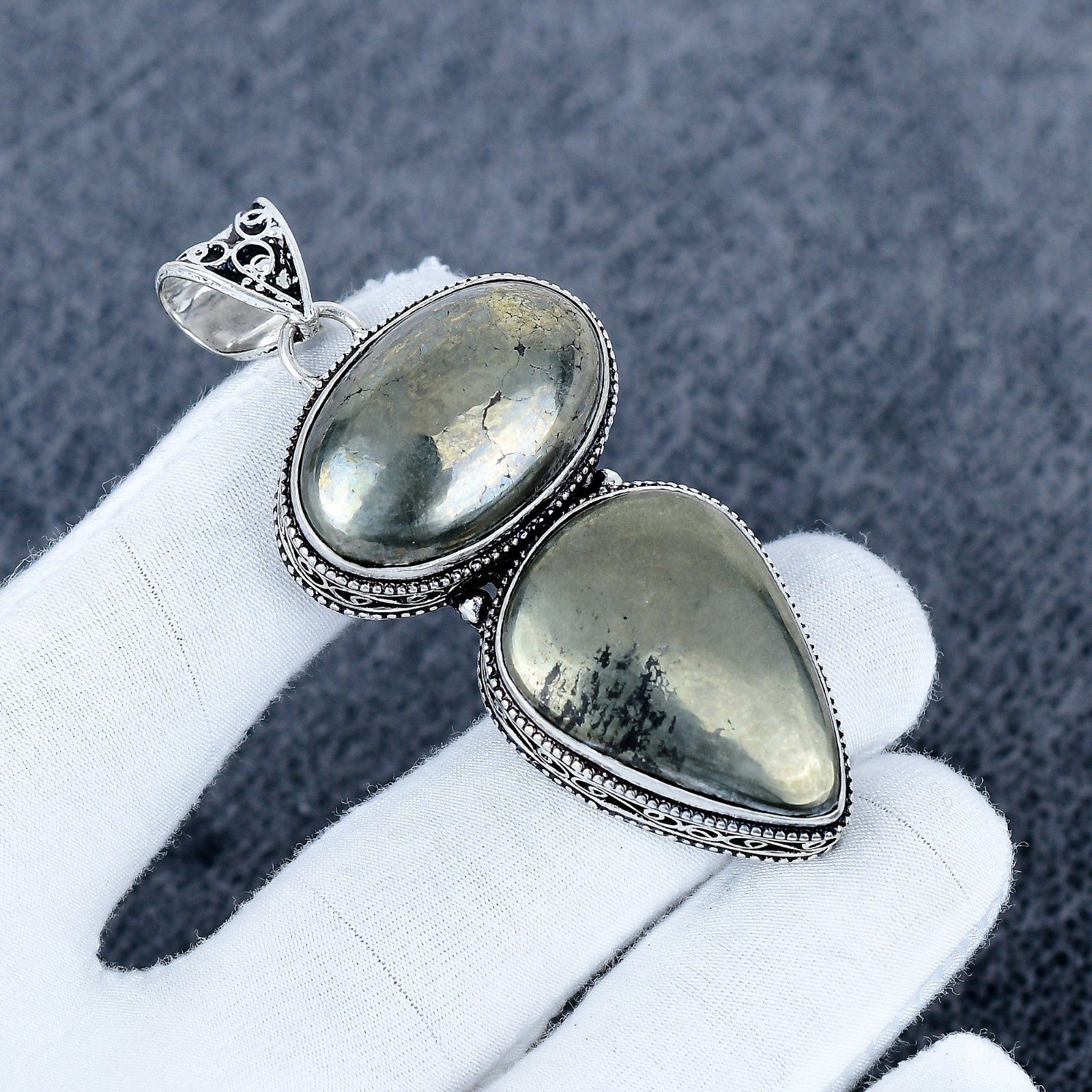 Golden Apache Pyrite Gemstone Pendant 925 Sterling Silver Pendant, Gift