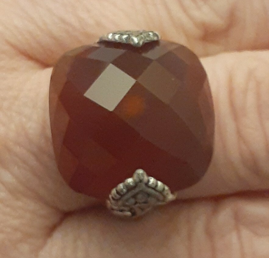 Designer Fine Mixed Metals Sterling Silver Bronze Faceted Carnelian Ring Sz 6.75