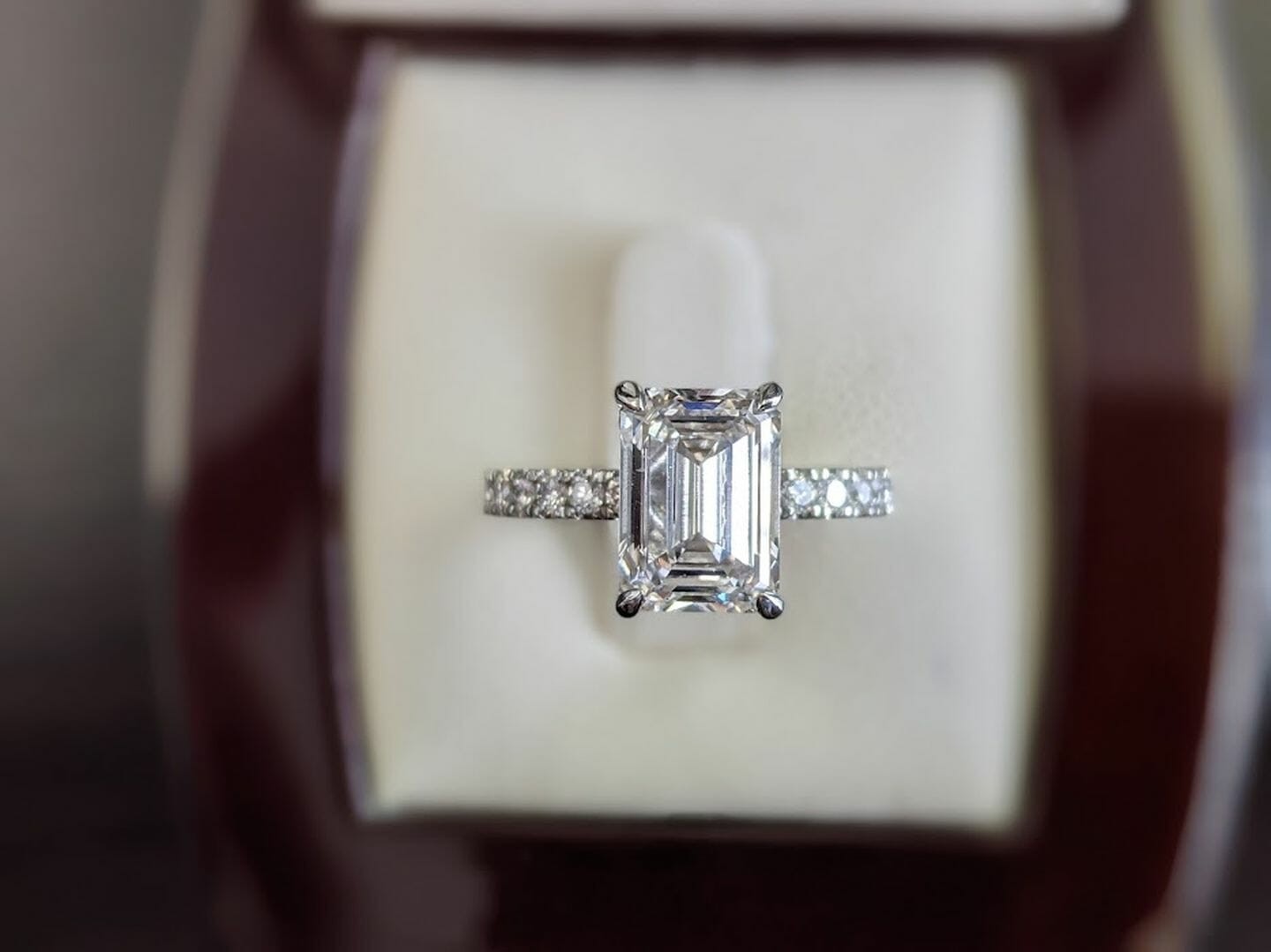 3.50 Ct Emerald Cut Diamond Wedding Ring IGI Certified Lab Created 950 Platinum