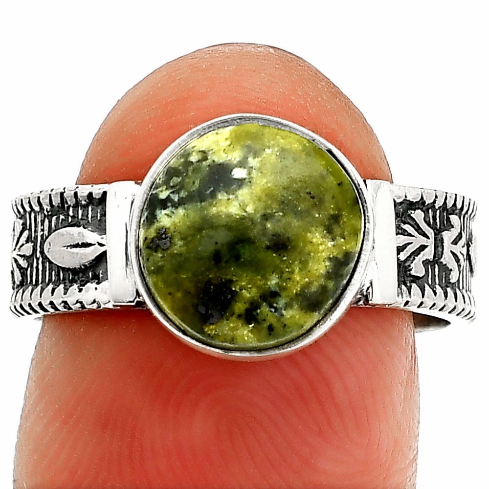 Natural Serpentine 925 Sterling Silver Ring s.8 Jewelry R-1058