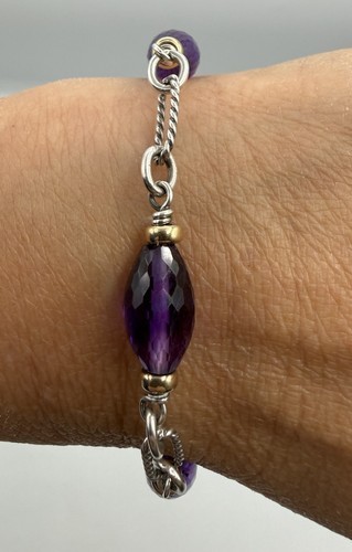 David Yurman bijoux Bracelet Amethyst, Sterling Silver, 18K Gold, Excellent 7.5