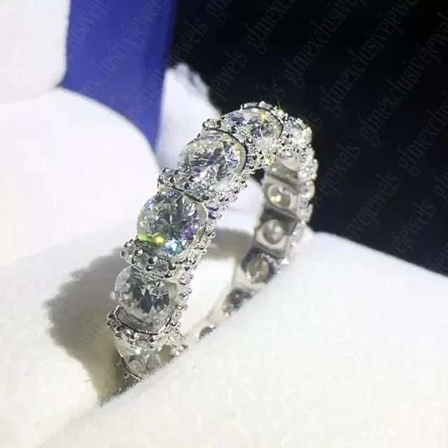 1.89 TCW Round Cut Moissanite Eternity Engagement Ring 14k White Gold Plated