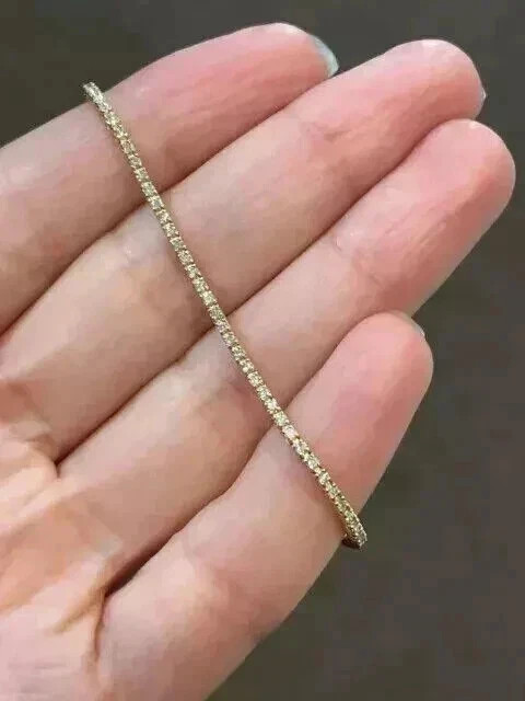 4Ct Round Cut Diamond Lab-Created Tennis Women’s Bracelet 14K Yellow Gold Plated