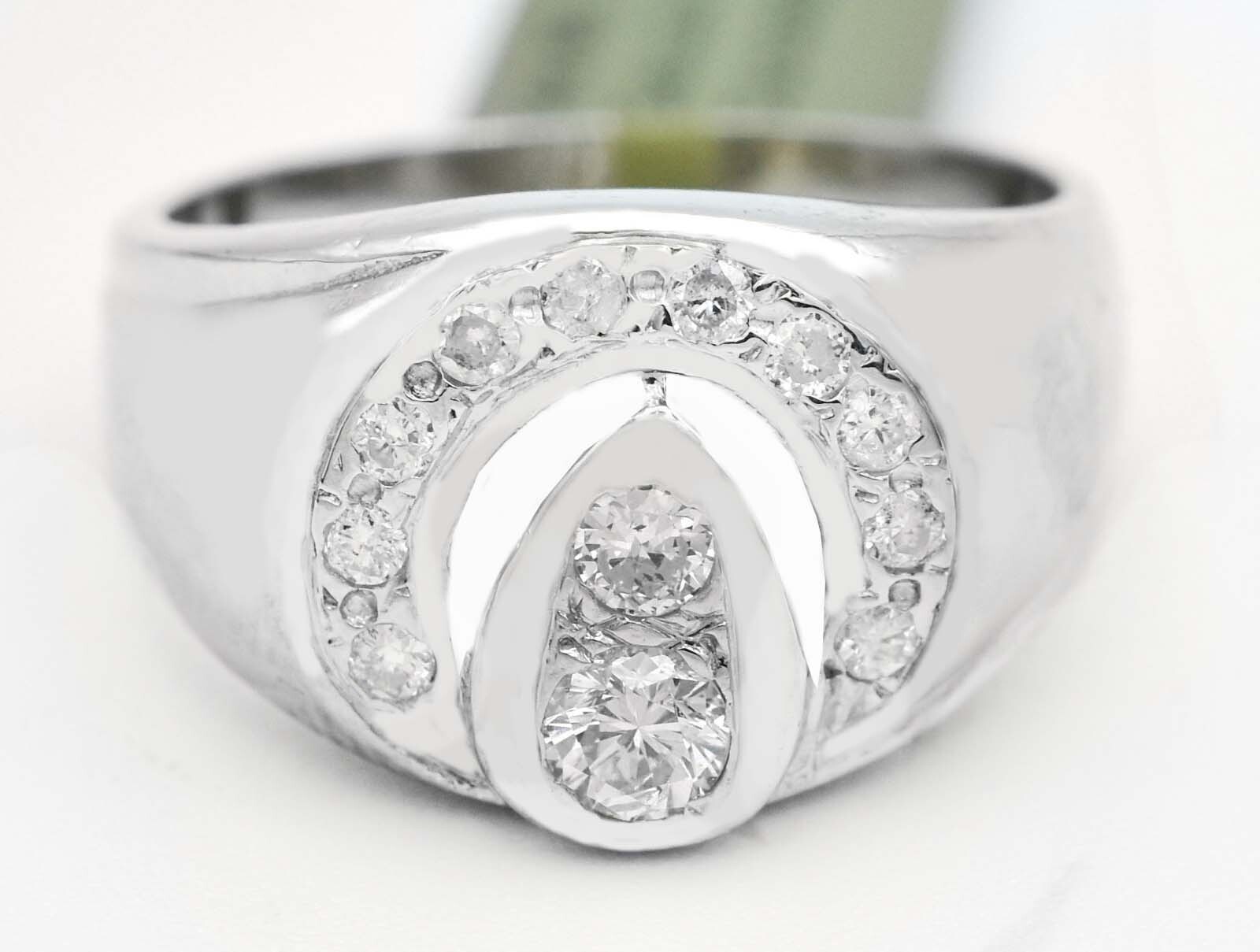 GENUINE 0.50 Cts DIAMOND MEN’S RING 14K WHITE GOLD  Made in USA -FREE APPRAISAL