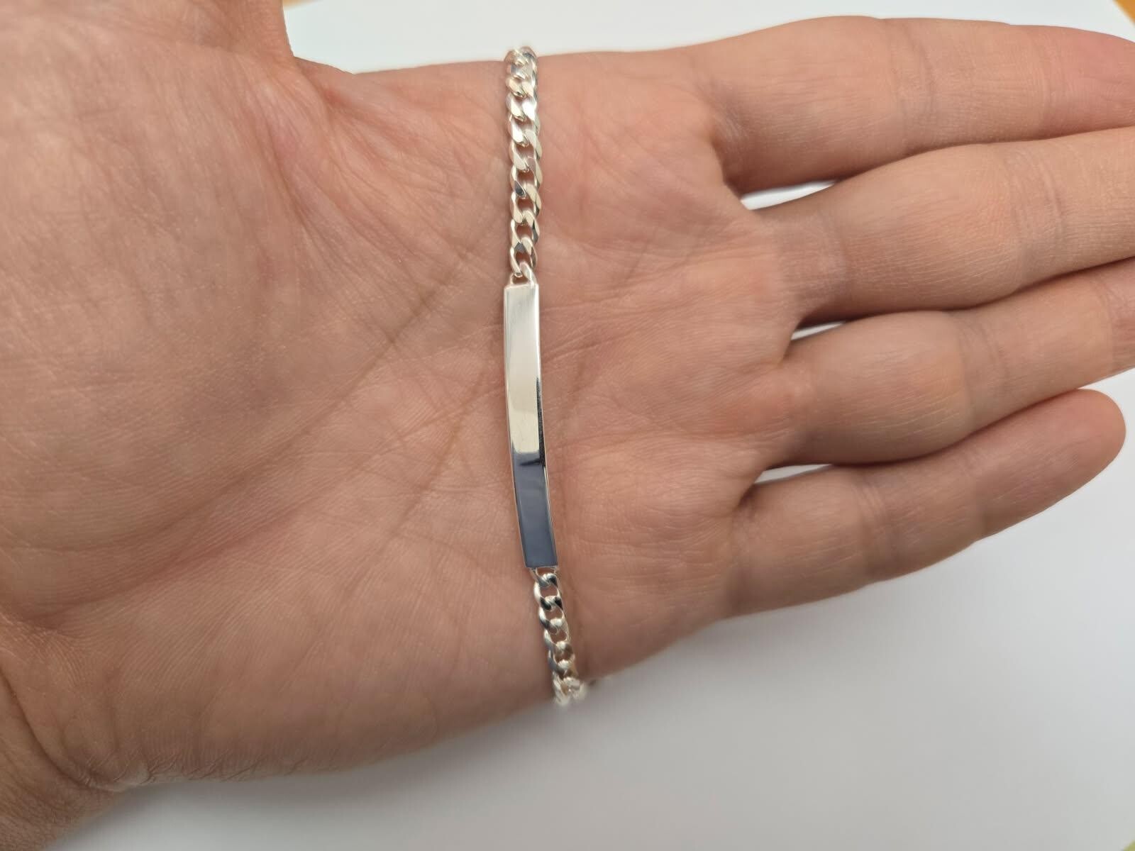 925 Sterling Silver Personalized Custom Engraved Curb Link ID Bracelet 3.5mm