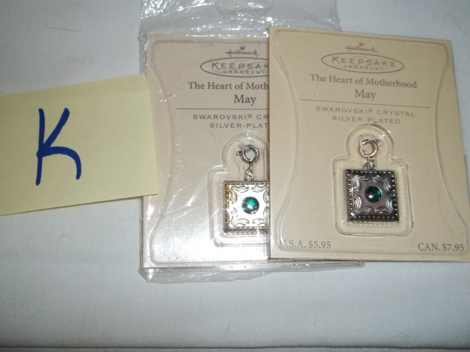 K- Hallmark Keepsake Hearts of Motherhood 2 May Charms Silver plated Swarovski