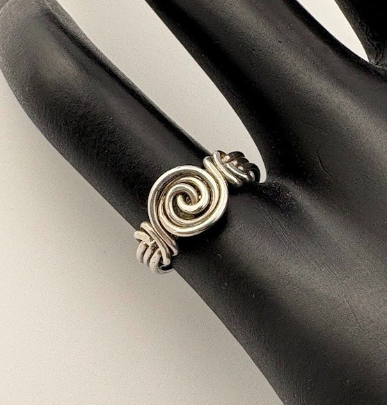 925 STERLING SILVER WIRE WRAP SPIRAL RING SIZE 4 PINKY FINGERTIP 4131
