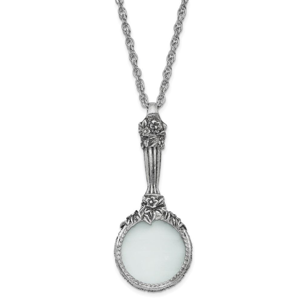 Silver-tone Textured Vintage Handle 4-5X Magnifying Glass Necklace 30 In 27.04 g