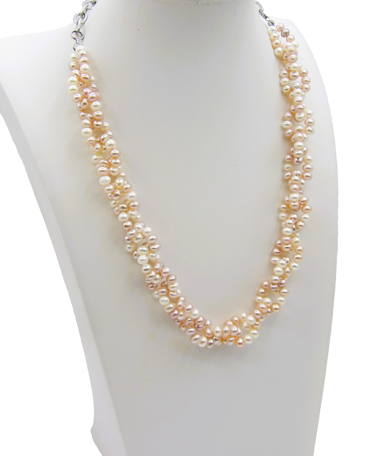 18.5 inches High Quality Pastel Button Genuine Freshwater Pearl Necklace NK977