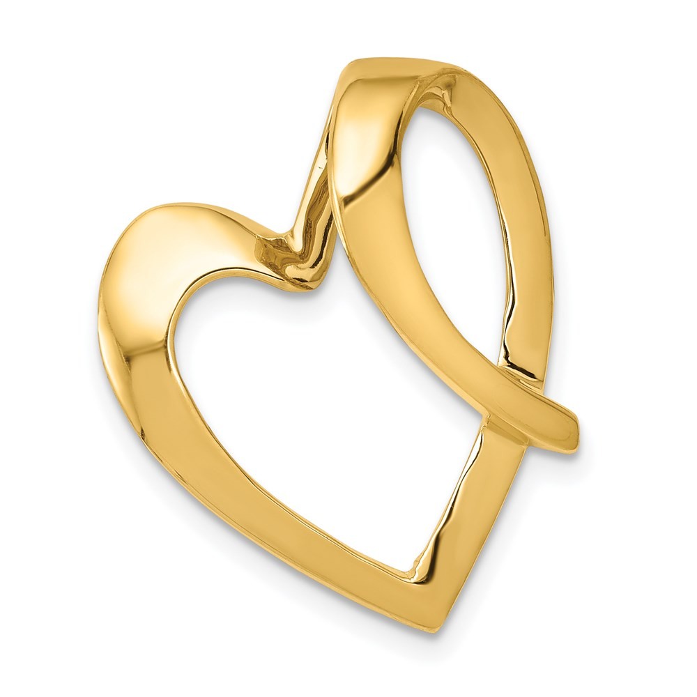 14k Yellow Gold Polished Heart Slide Fits up to 4mm Regular/6mm Fancy or