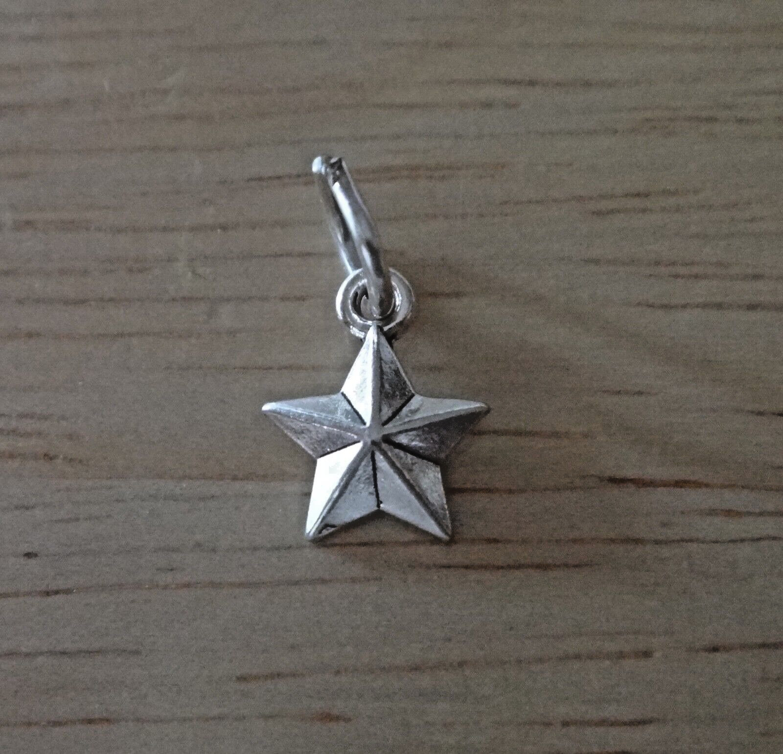 Sterling Silver TINY 9x7mm 5 Point Detailed Star Charm