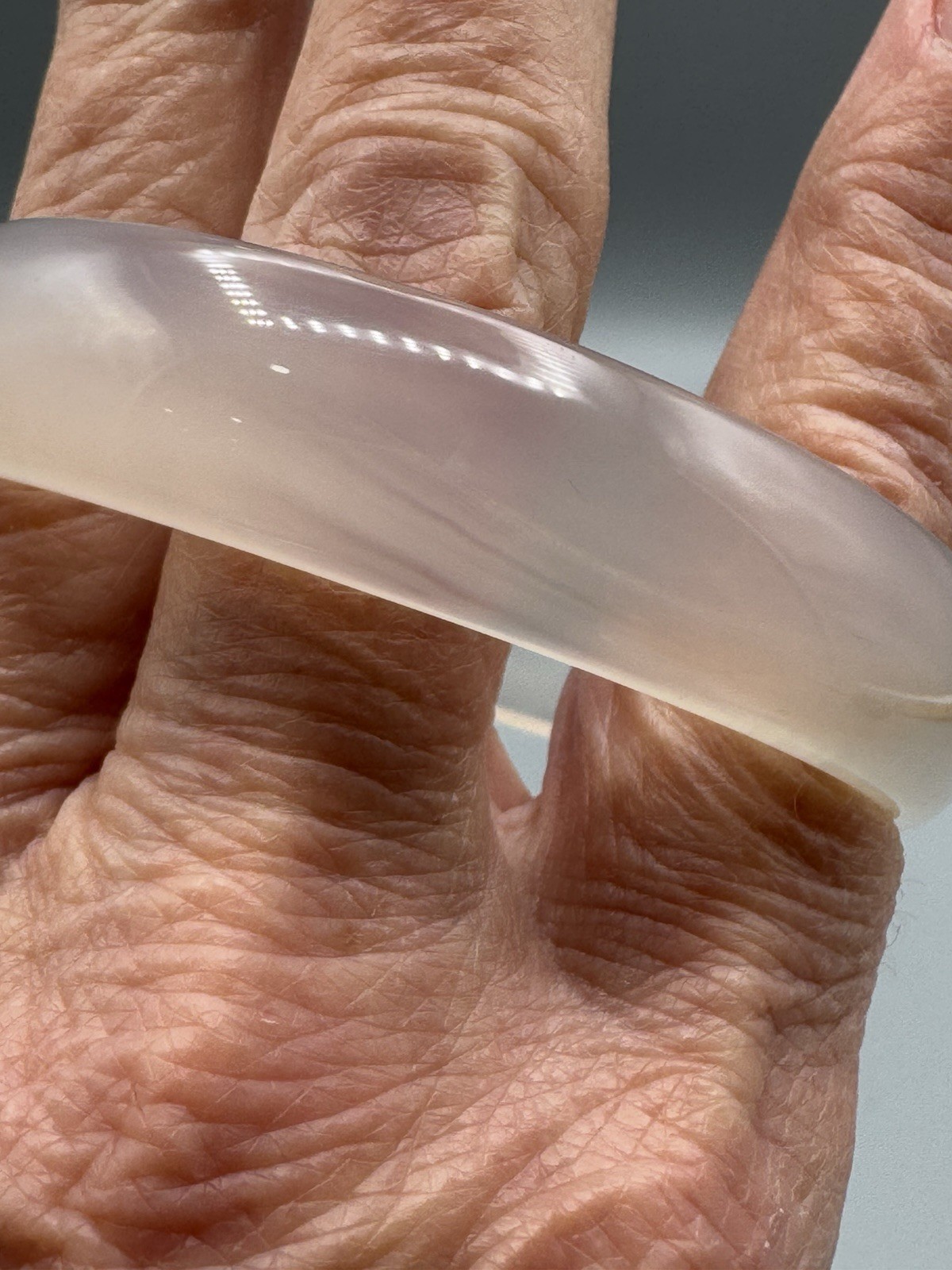 Icy Translucent Lavender White Natural Stone Bangle Bracelet 60mm 9mm