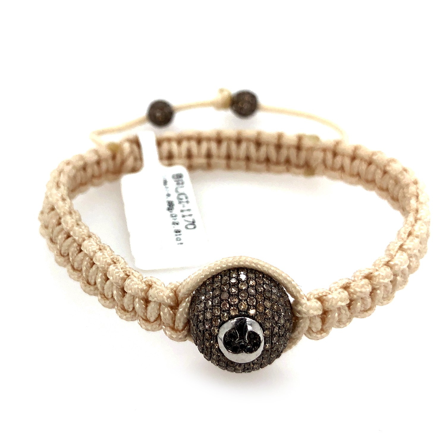 14K Gold Diamond Macrame Bracelet Adjustable Unisex Luxury Gift for Him Her