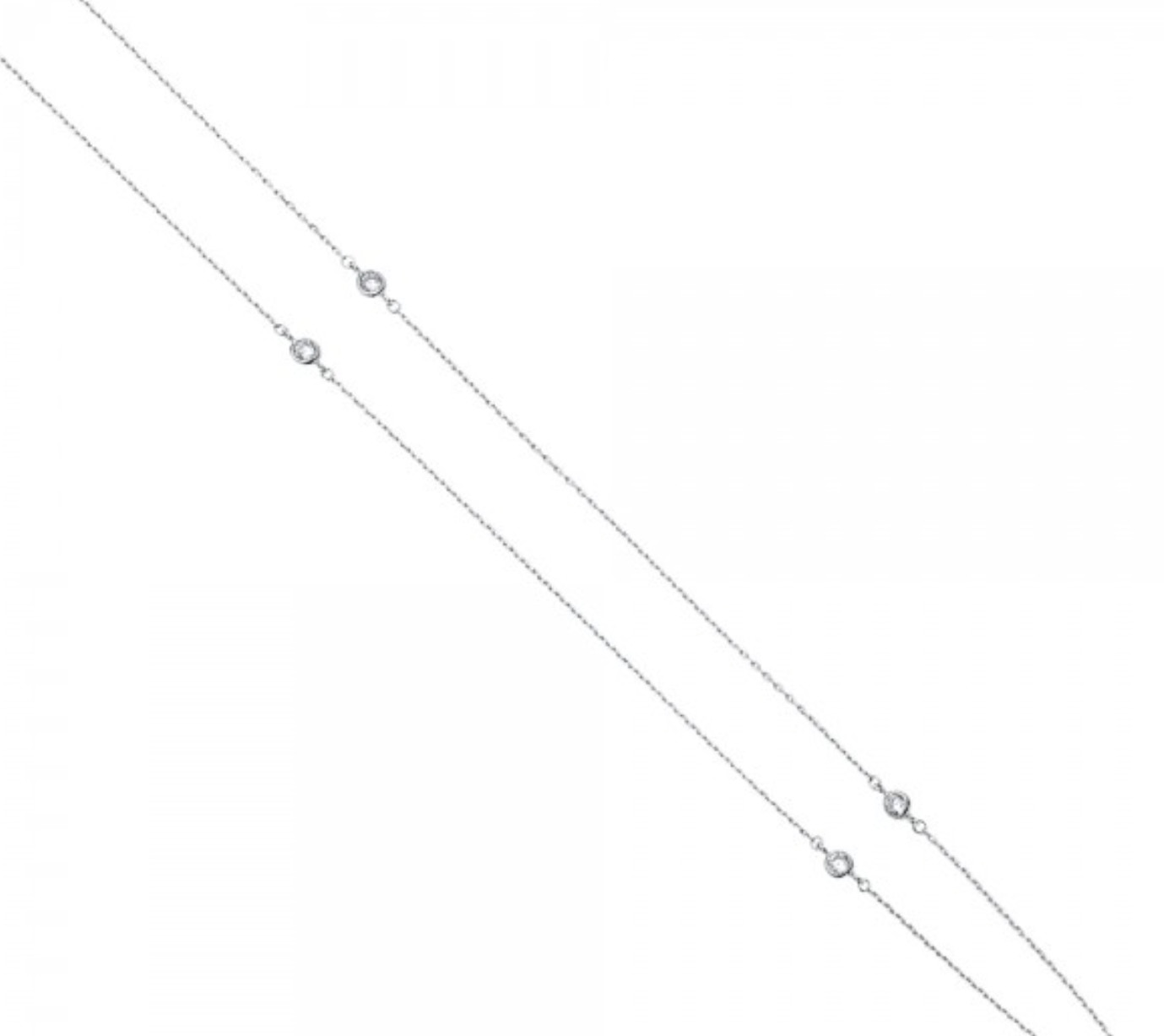3CT Created Diamond By The Yard Station Necklace 14k White Gold Bezel Chain 18″