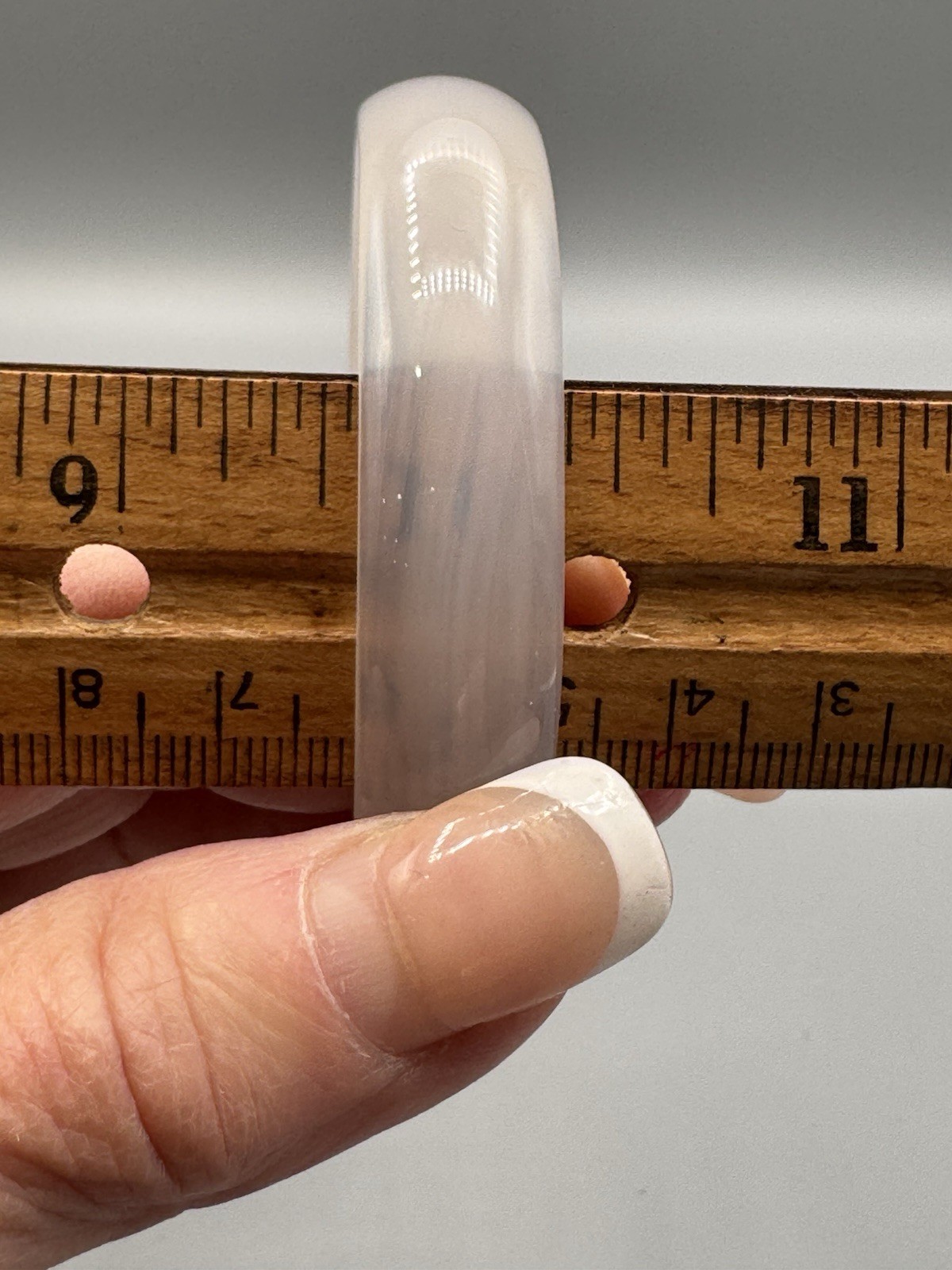 Icy Translucent Lavender White Natural Stone Bangle Bracelet 60mm 9mm