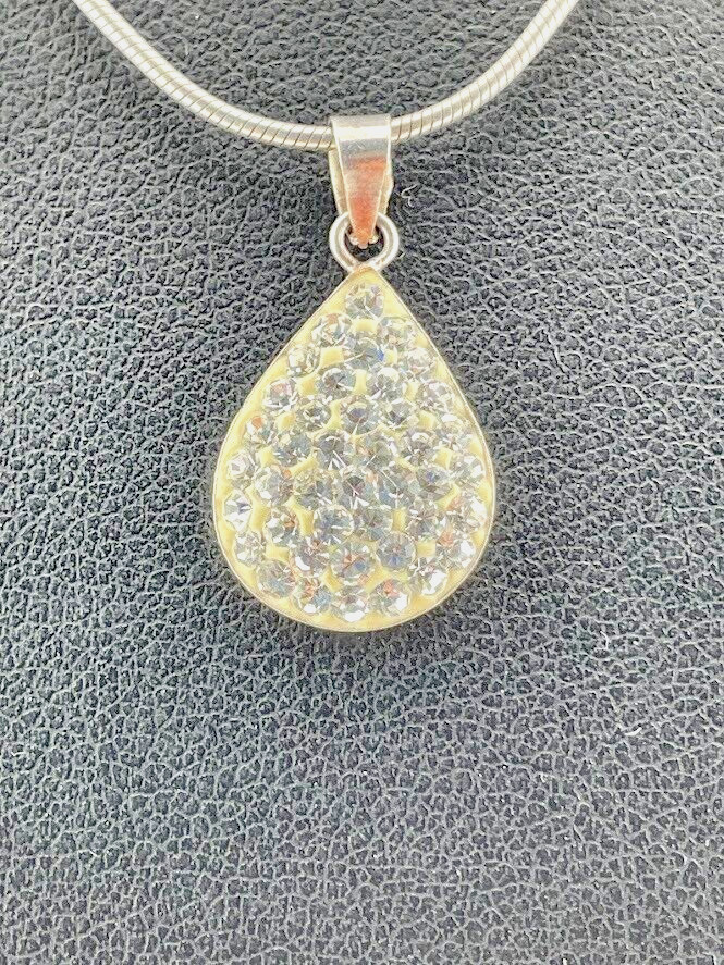 925 STERLING SILVER CZ PAVE TEARDROP NECKLACE 116″ CLASSIC CASUAL 3016