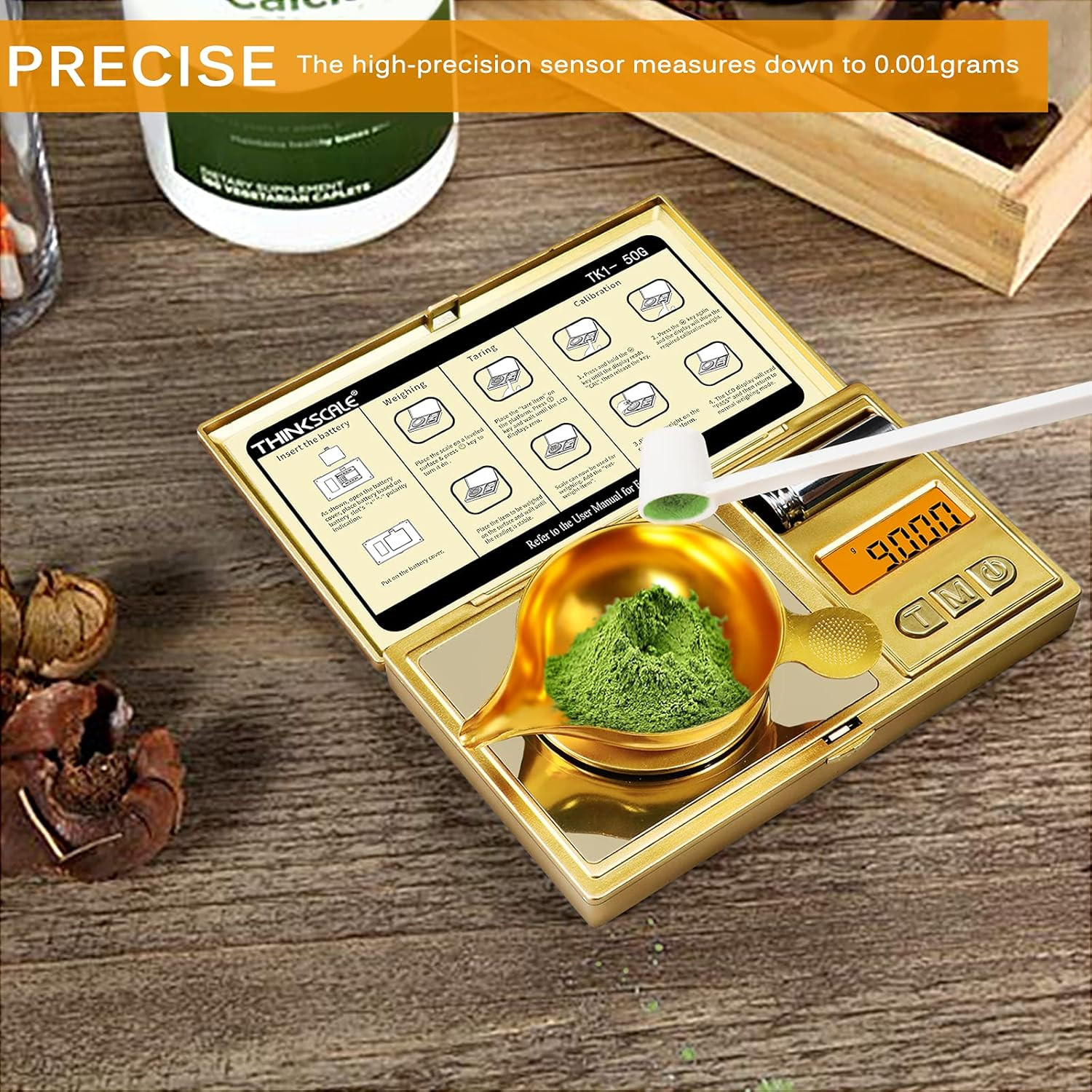 THINKSCALE 50G/0.001G Digital Milligram Scale, Gold Mg Scale with 50G Calibratio