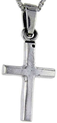 925 Sterling Silver Small Flat Plain Cross Pendant 1 Inch (25mm) Tall
