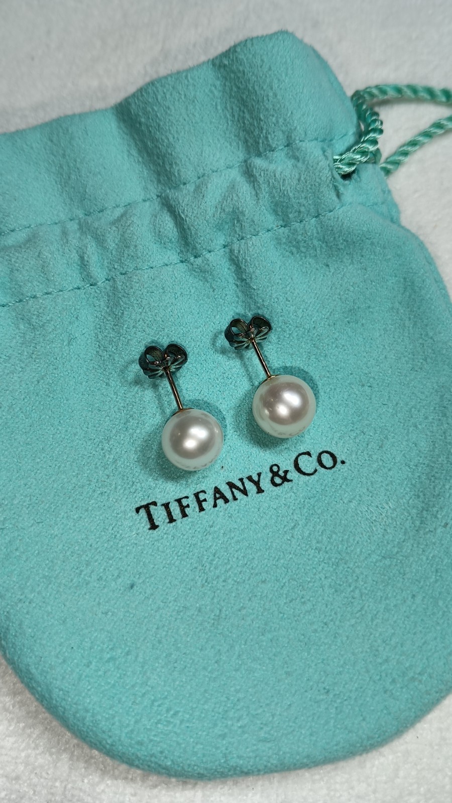 Tiffany & Co. Sterling Silver 8 mm Pearl Post Pierced Earrings