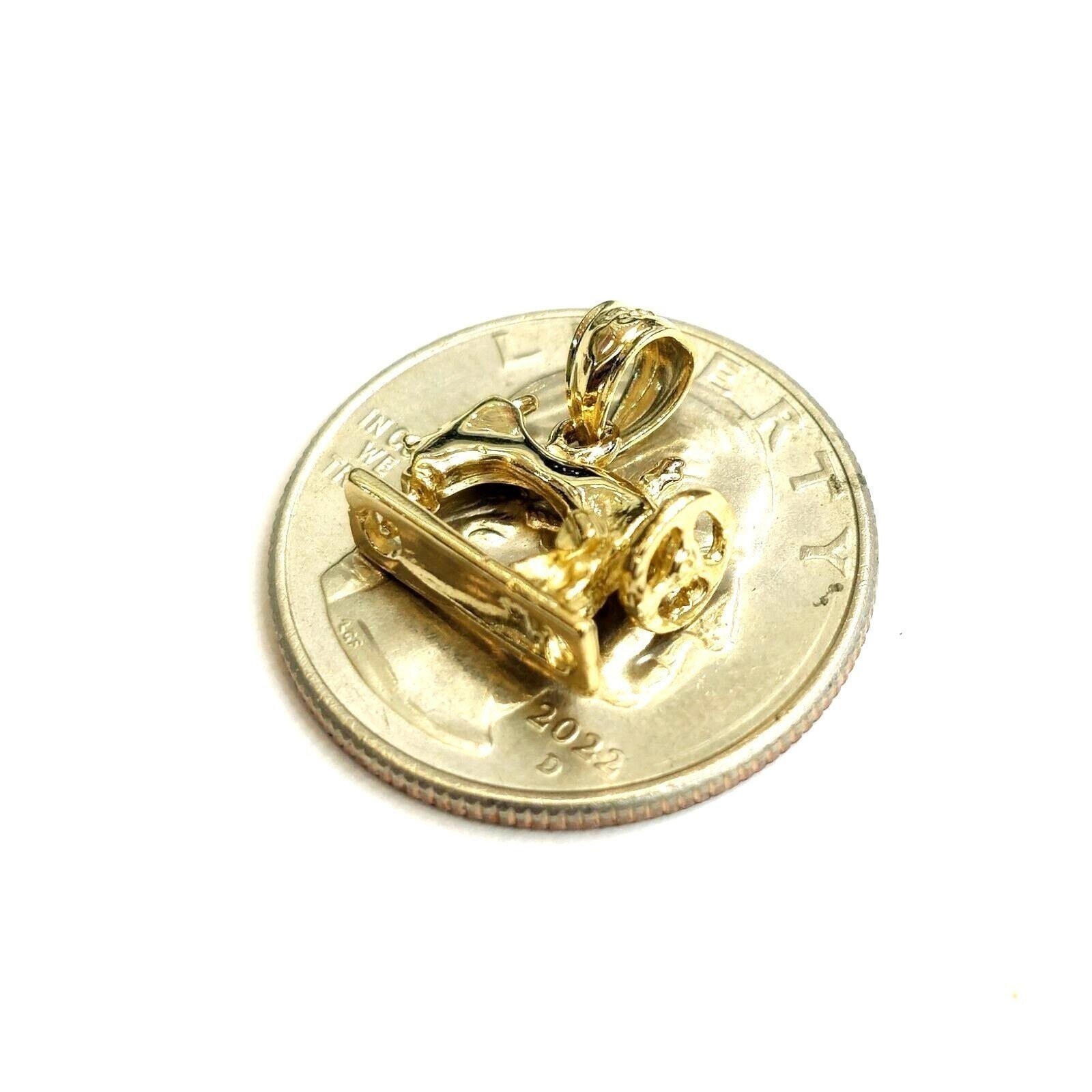 New 14k yellow Gold solid 3D Sewing Machine Pendant Taylor Tool fine jewelry 2g