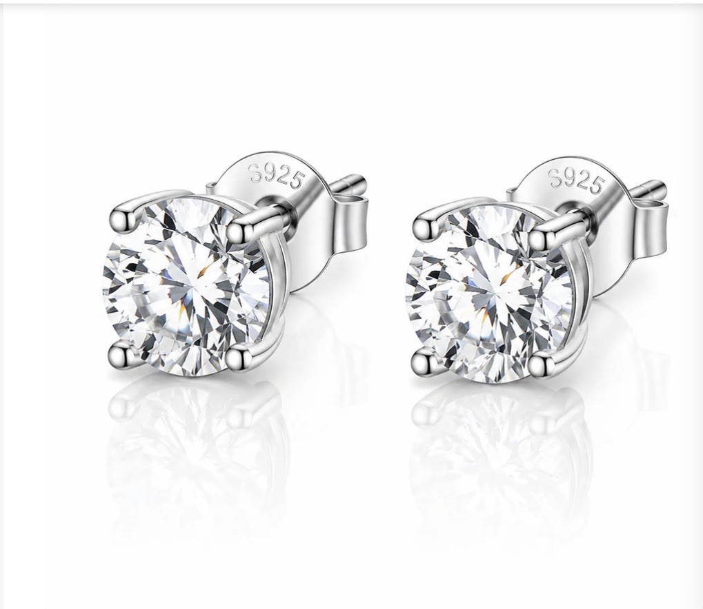 VVS Moissanite Diamond Stud Earrings-0.5 Carat | Sterling Silver-GRA Certified