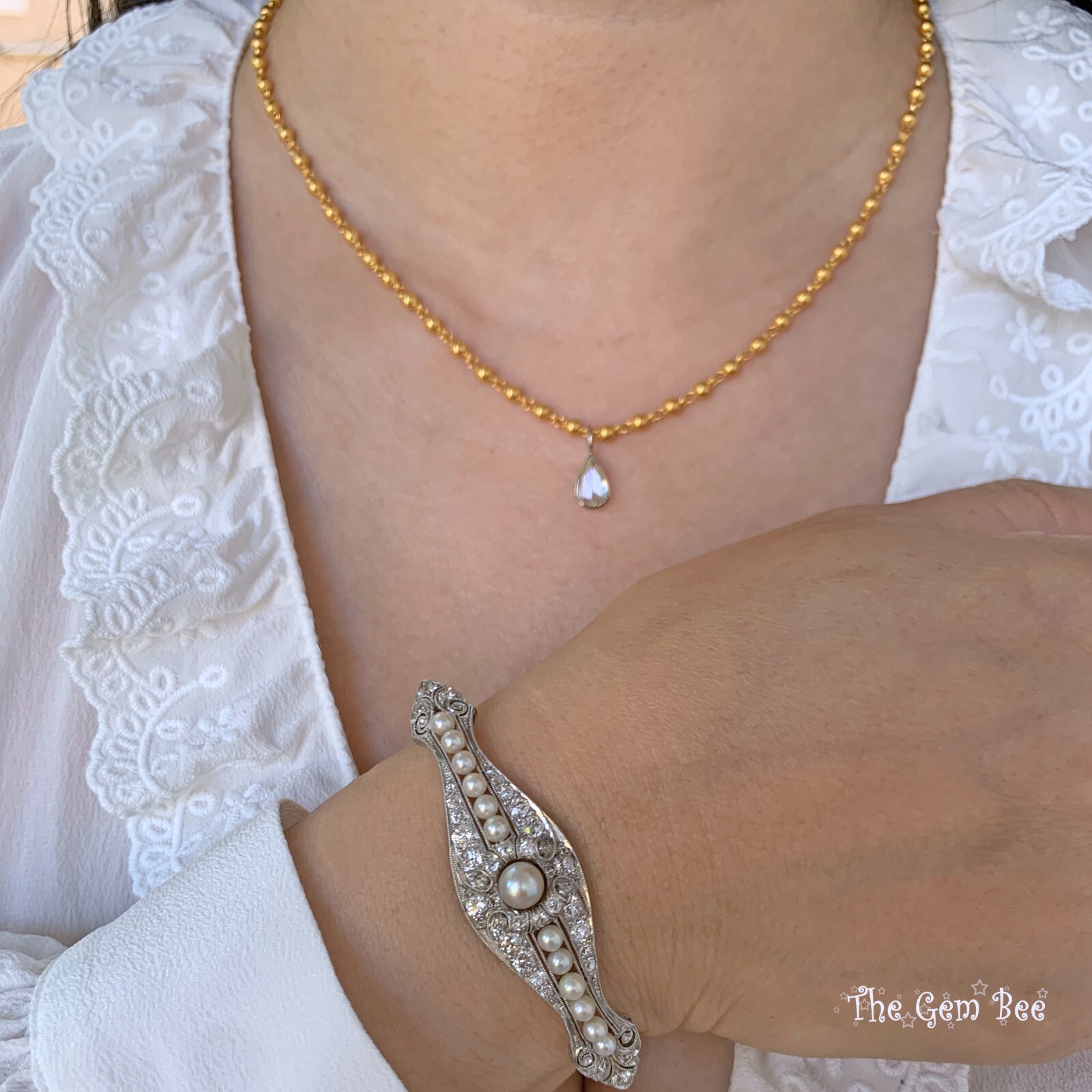 18k Solid Yellow Gold Handmade 3mm Smooth Bead Ball Sphere Chain Necklace